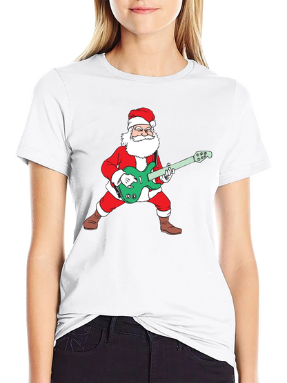 Santa Playing Guitar Graphic Tee