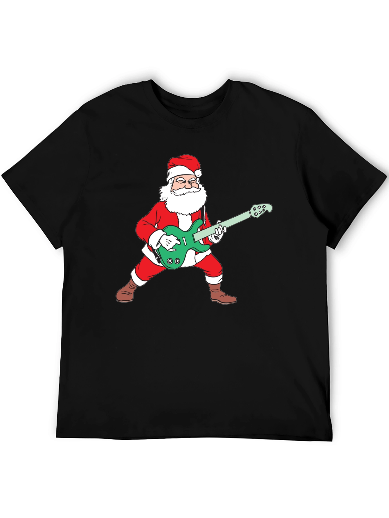 Santa Playing Guitar Graphic Tee