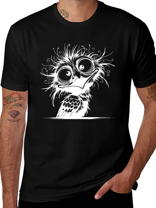 Cartoon Owl Graphic Tee - Black Cotton T-Shirt