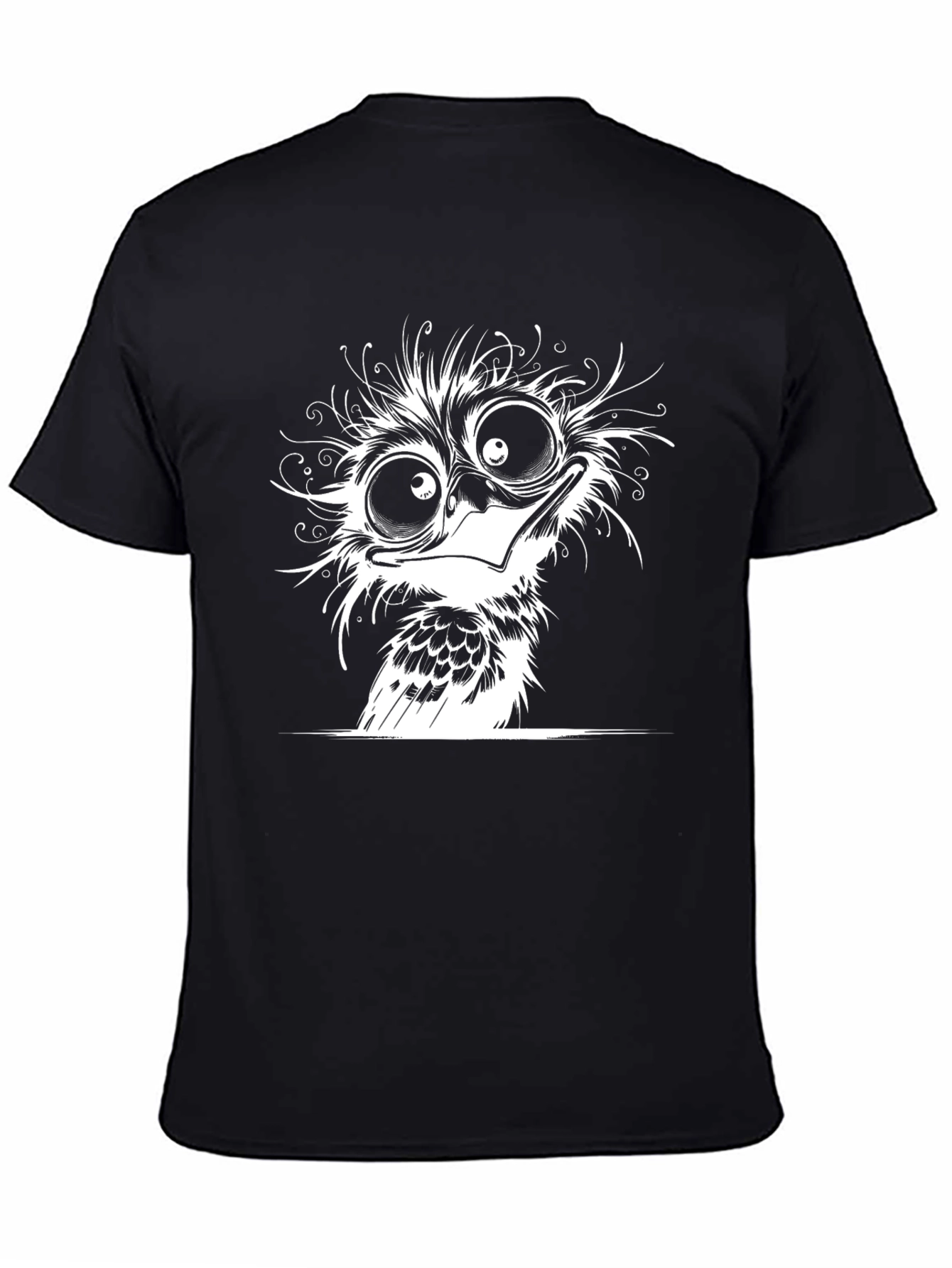 Cartoon Owl Graphic Tee - Black Cotton T-Shirt