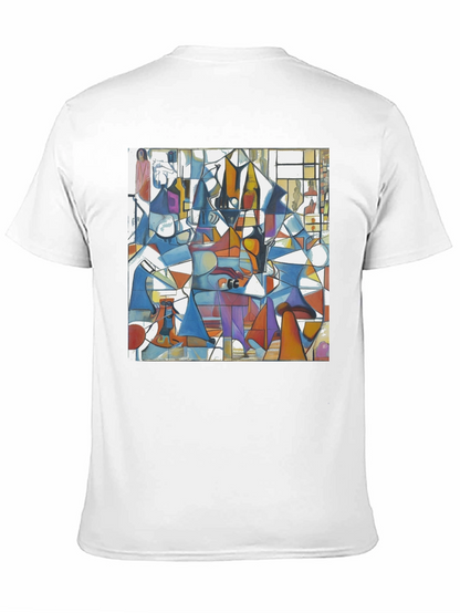 Abstract Geometric Print Tee - Modern Art Black T-Shirt