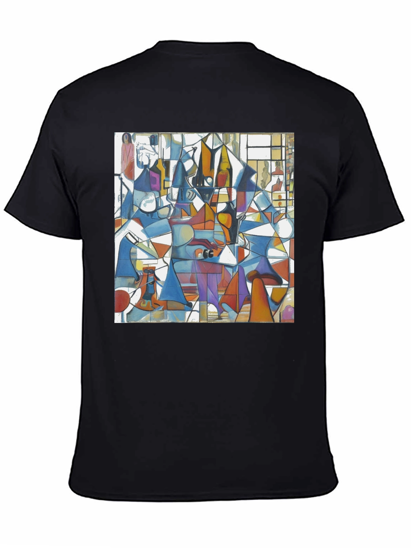 Abstract Geometric Print Tee - Modern Art Black T-Shirt
