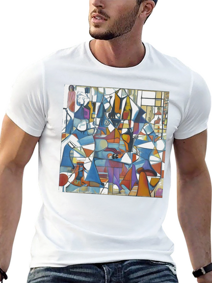 Abstract Geometric Print Tee - Modern Art Black T-Shirt