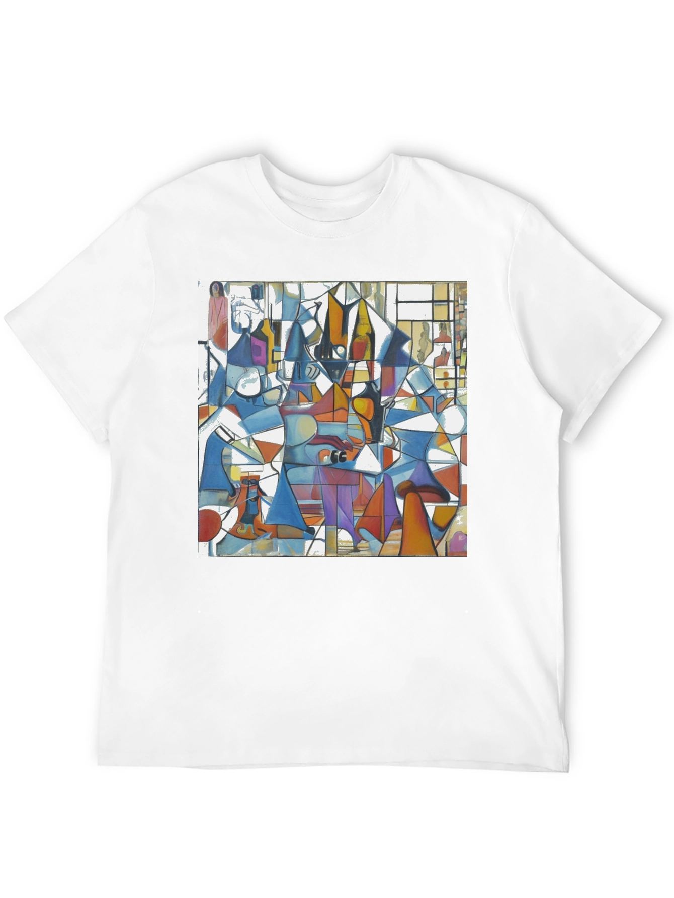Abstract Geometric Print Tee - Modern Art Black T-Shirt