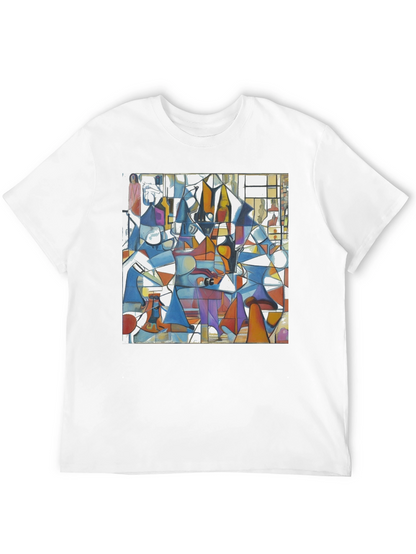 Abstract Geometric Print Tee - Modern Art Black T-Shirt