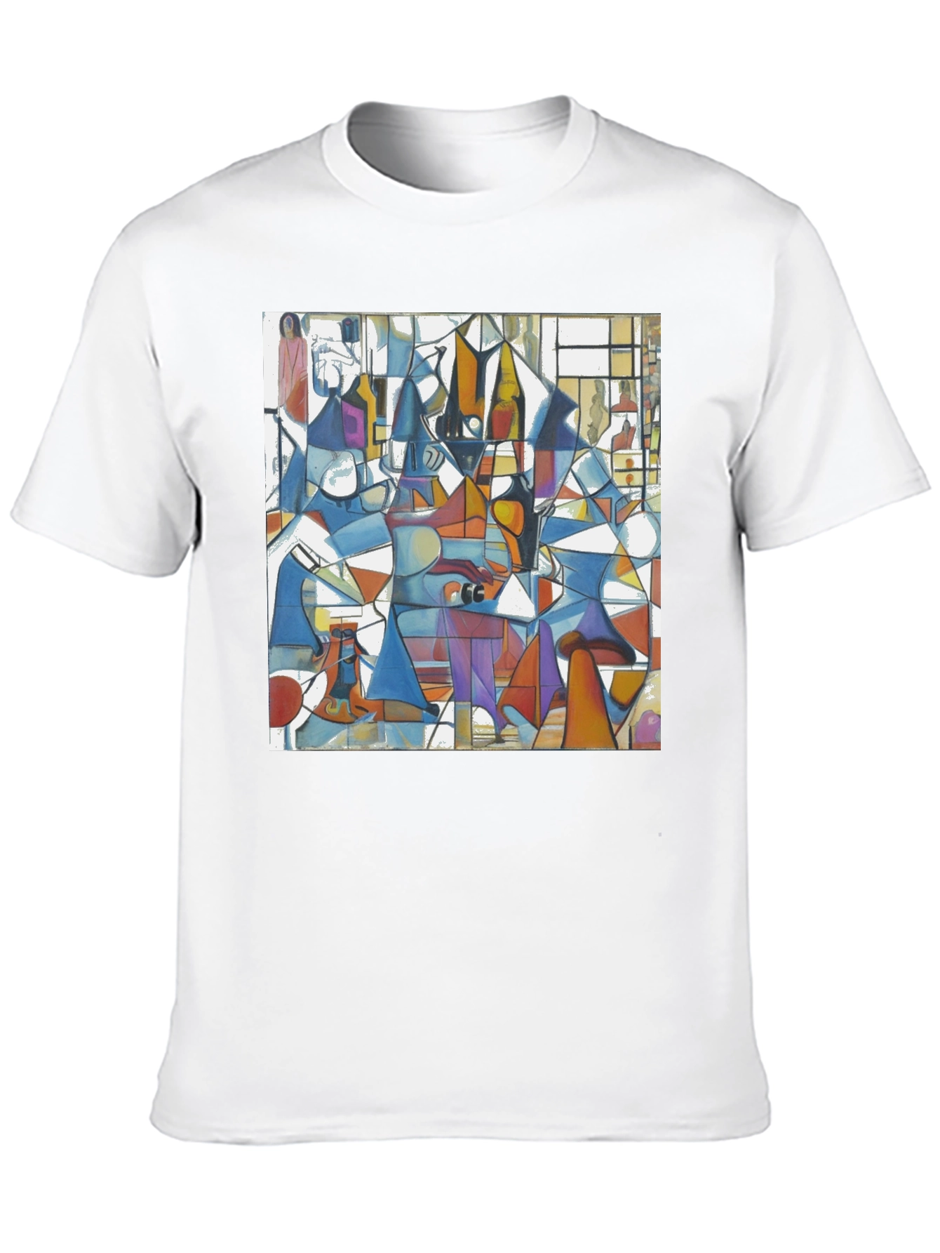 Abstract Geometric Print Tee - Modern Art Black T-Shirt