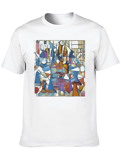 Abstract Geometric Print Tee - Modern Art Black T-Shirt