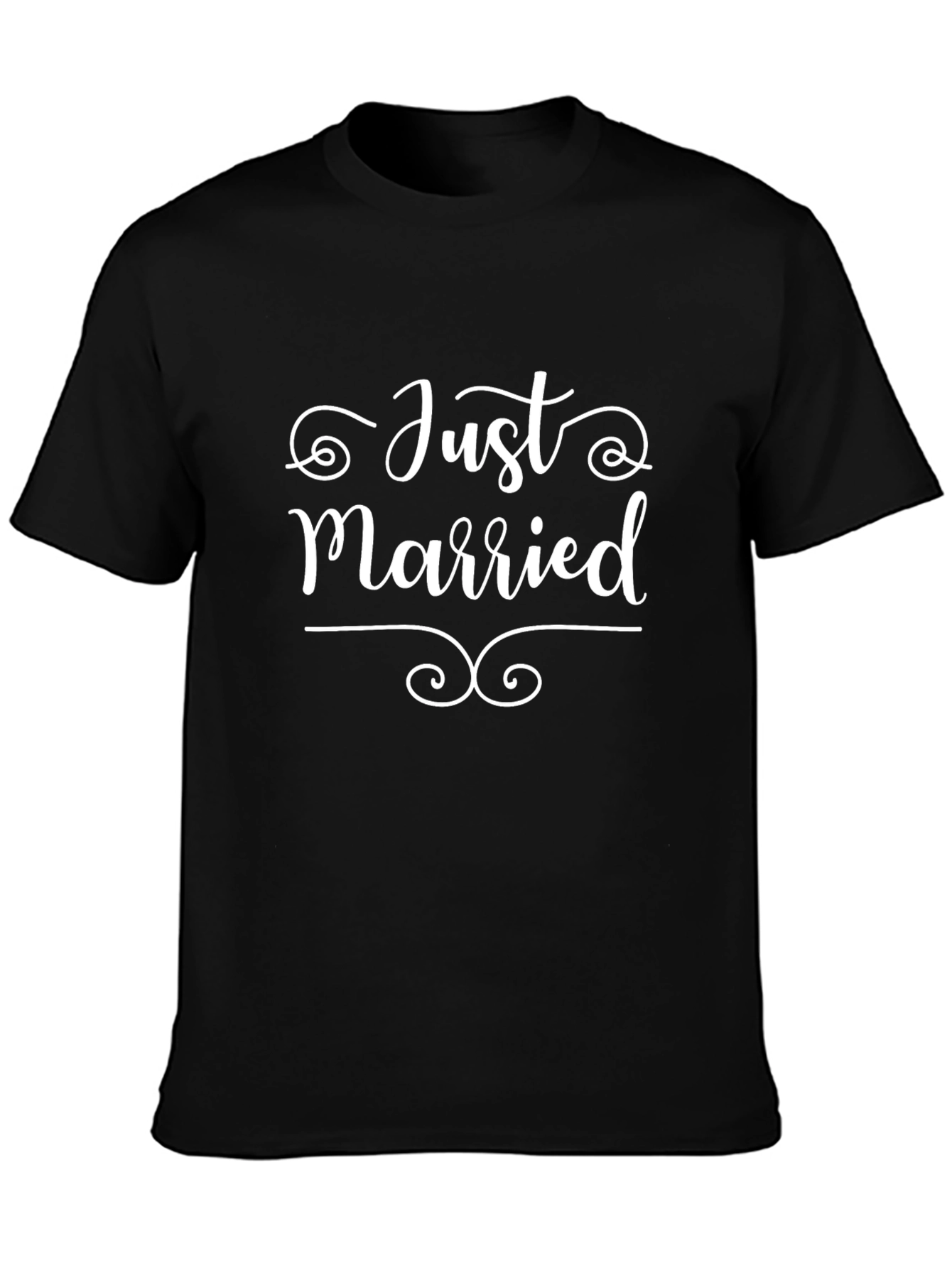 Just Married Graphic Tee - Black Crew Neck Shirt