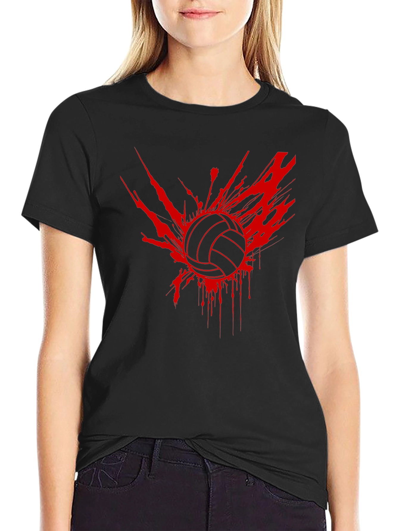 Volleyball Splash Graphic Tee - Black