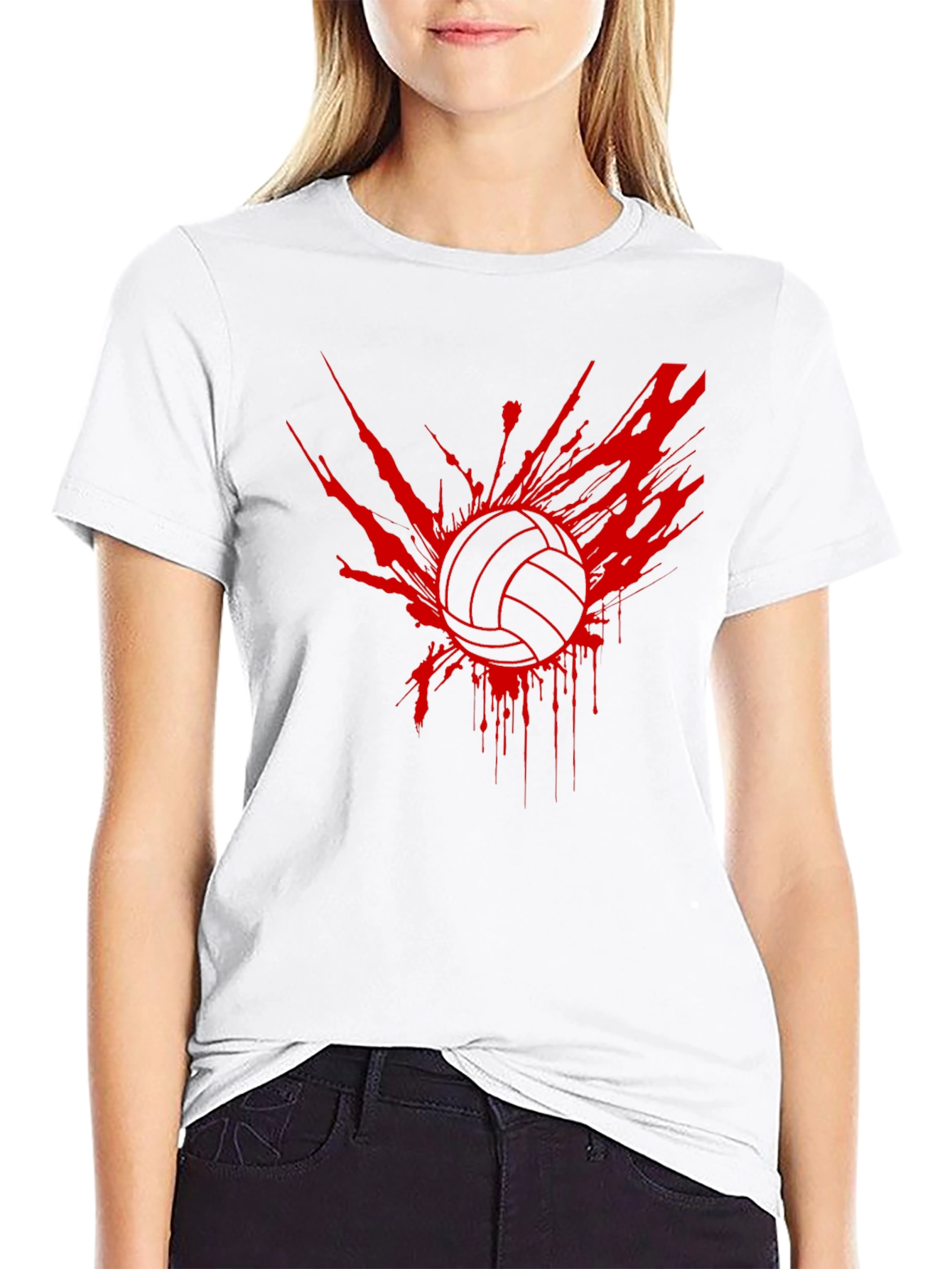 Volleyball Splash Graphic Tee - Black