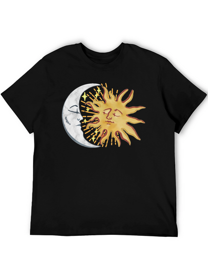 Celestial Sun & Moon Graphic Tee - Black