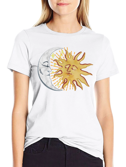 Celestial Sun & Moon Graphic Tee - Black