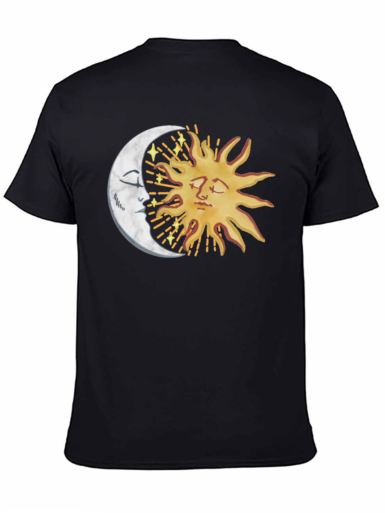 Celestial Sun & Moon Graphic Tee - Black