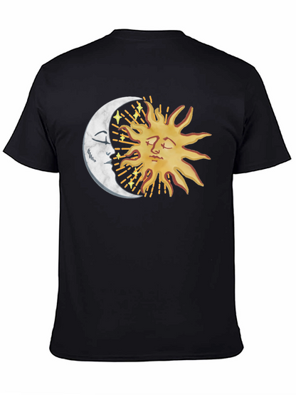 Celestial Sun & Moon Graphic Tee - Black