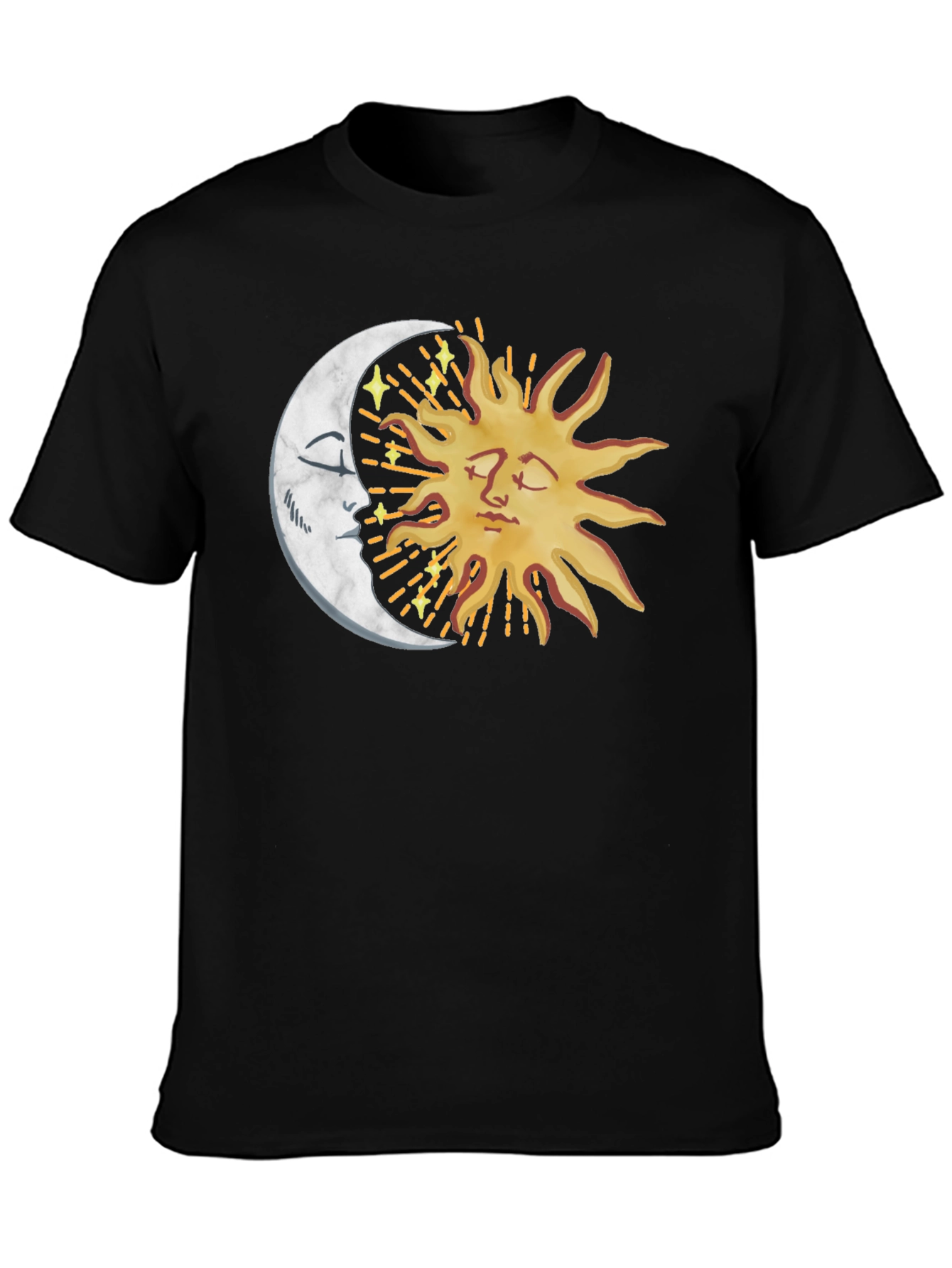 Celestial Sun & Moon Graphic Tee - Black