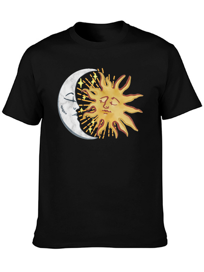 Celestial Sun & Moon Graphic Tee - Black