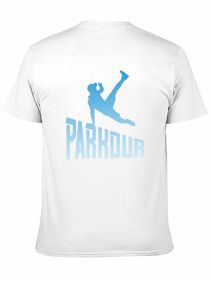 Parkour Silhouette Graphic Tee - Black Cotton