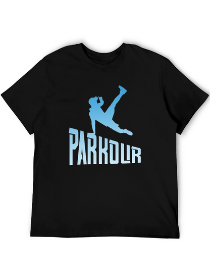 Parkour Silhouette Graphic Tee - Black Cotton