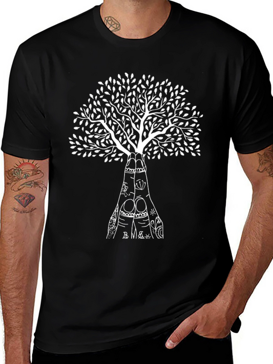 Tree of Hands Graphic Tee - Black Cotton Blend