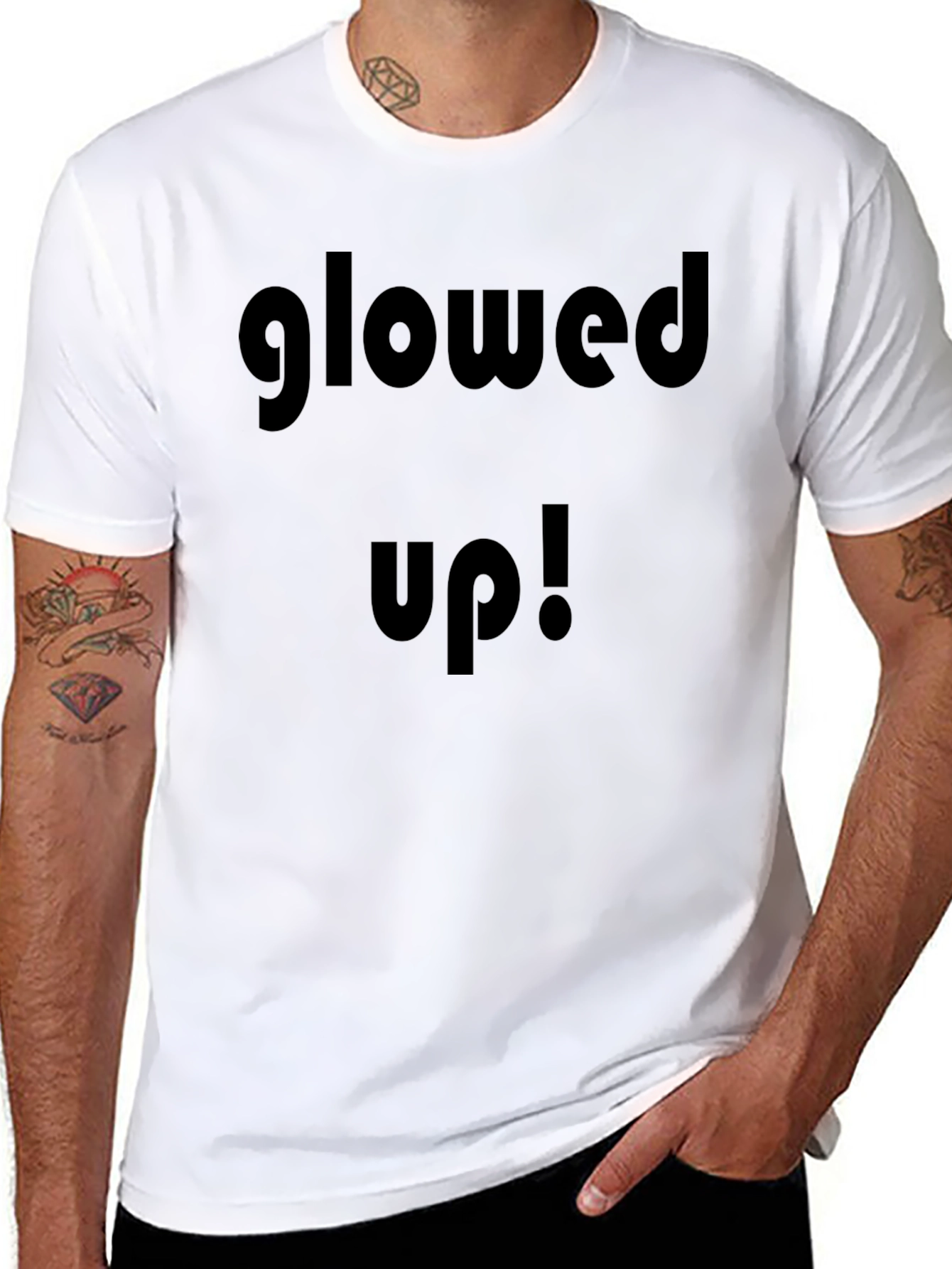 Glowed Up! Graphic Print Mens Black T-Shirt