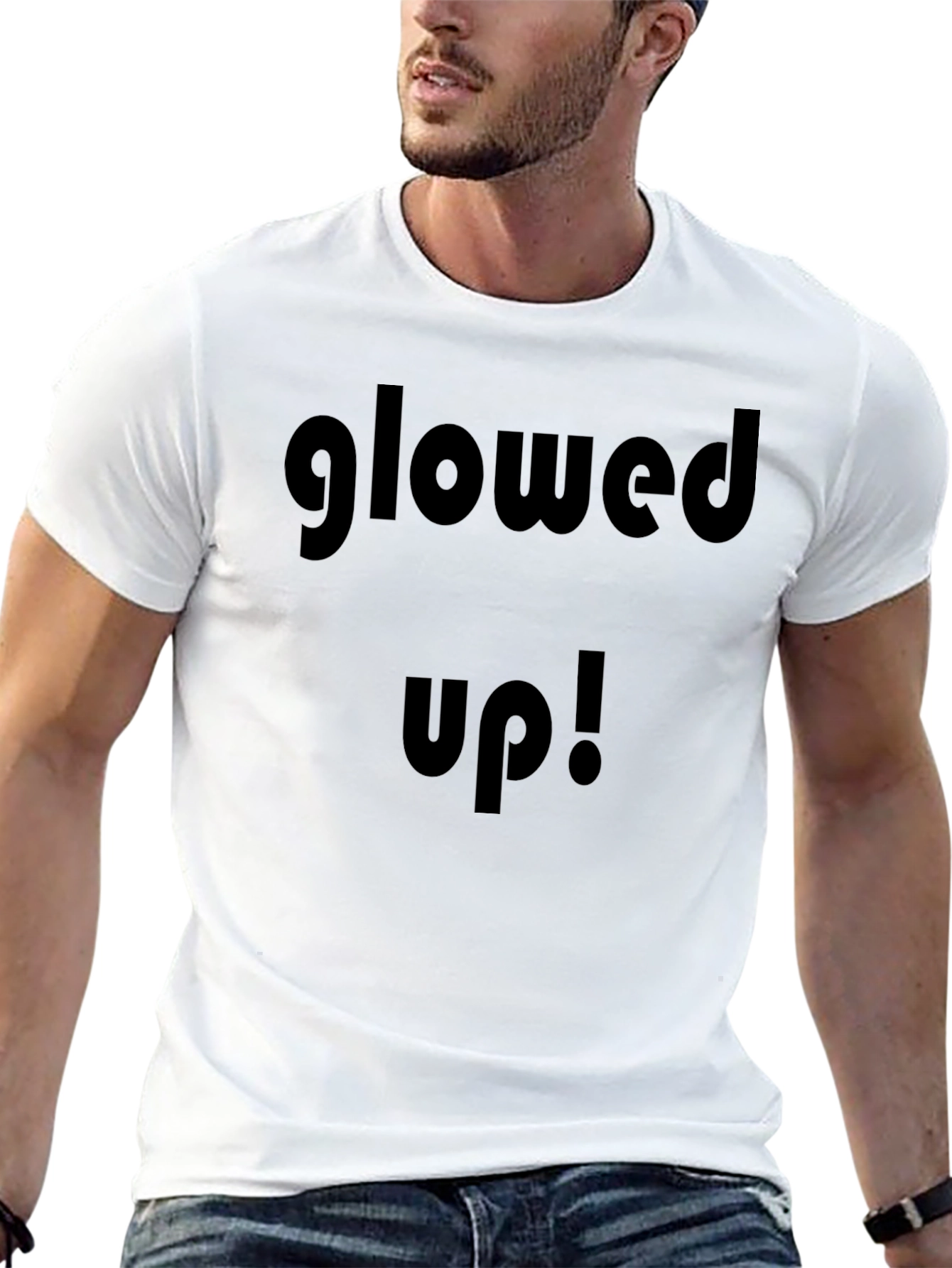 Glowed Up! Graphic Print Mens Black T-Shirt