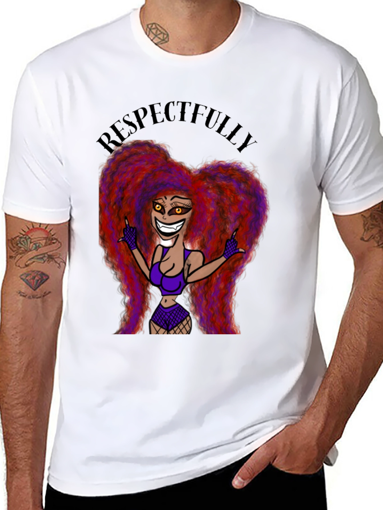 Respectfully Graphic Tee - Bold Cartoon Print