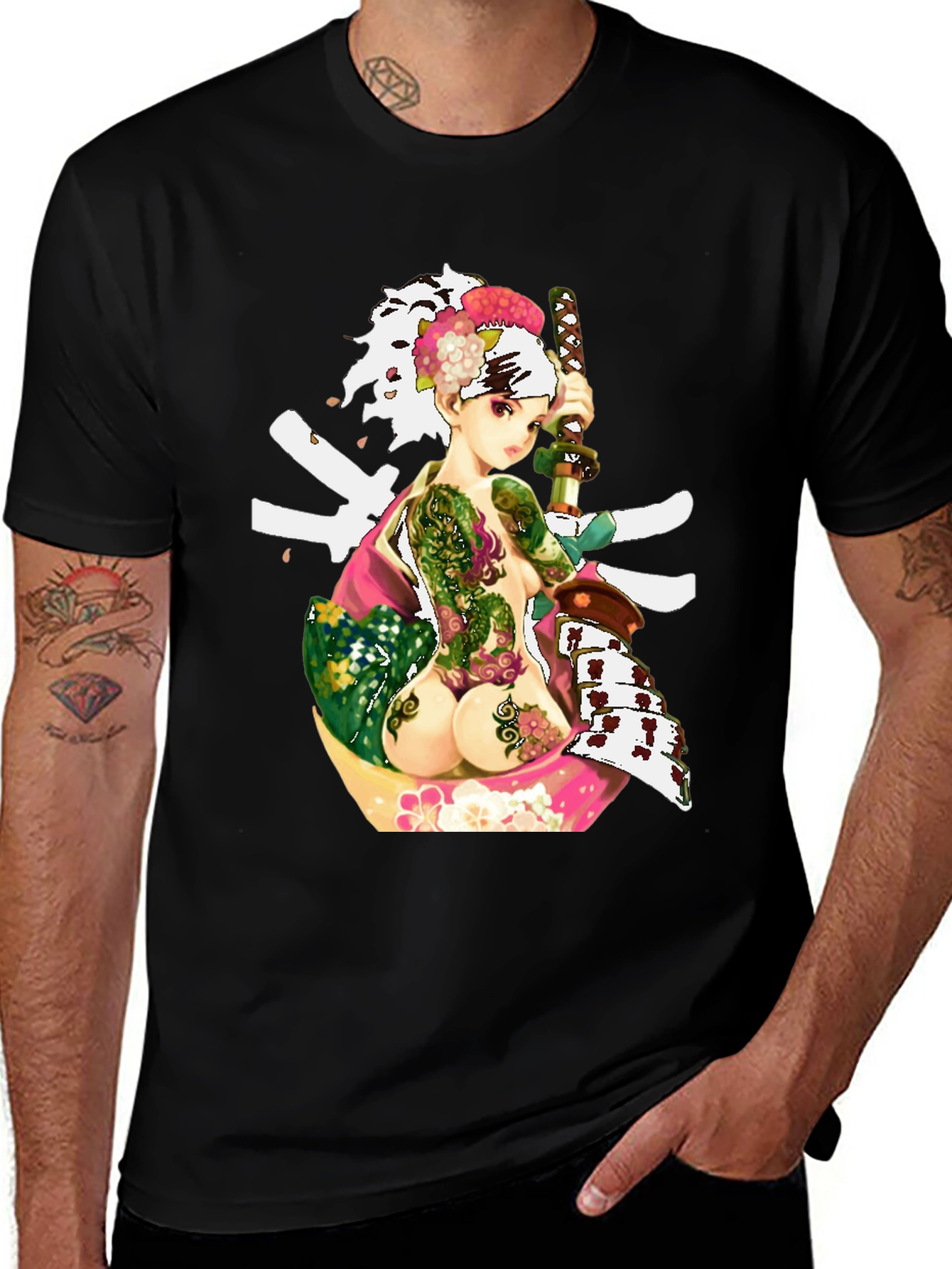 Samurai Girl Tattoo T-Shirt - Unique Graphic Tee