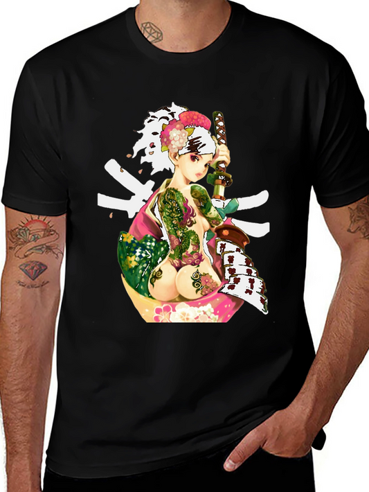 Samurai Girl Tattoo T-Shirt - Unique Graphic Tee