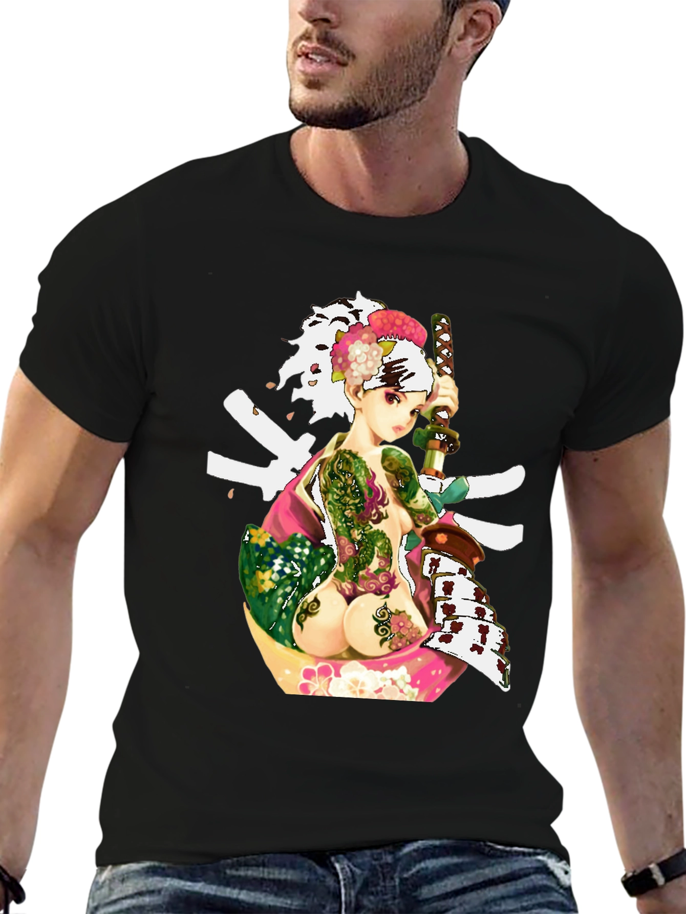 Samurai Girl Tattoo T-Shirt - Unique Graphic Tee