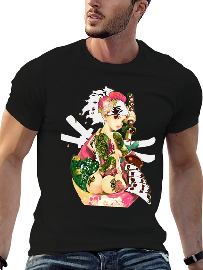 Samurai Girl Tattoo T-Shirt - Unique Graphic Tee