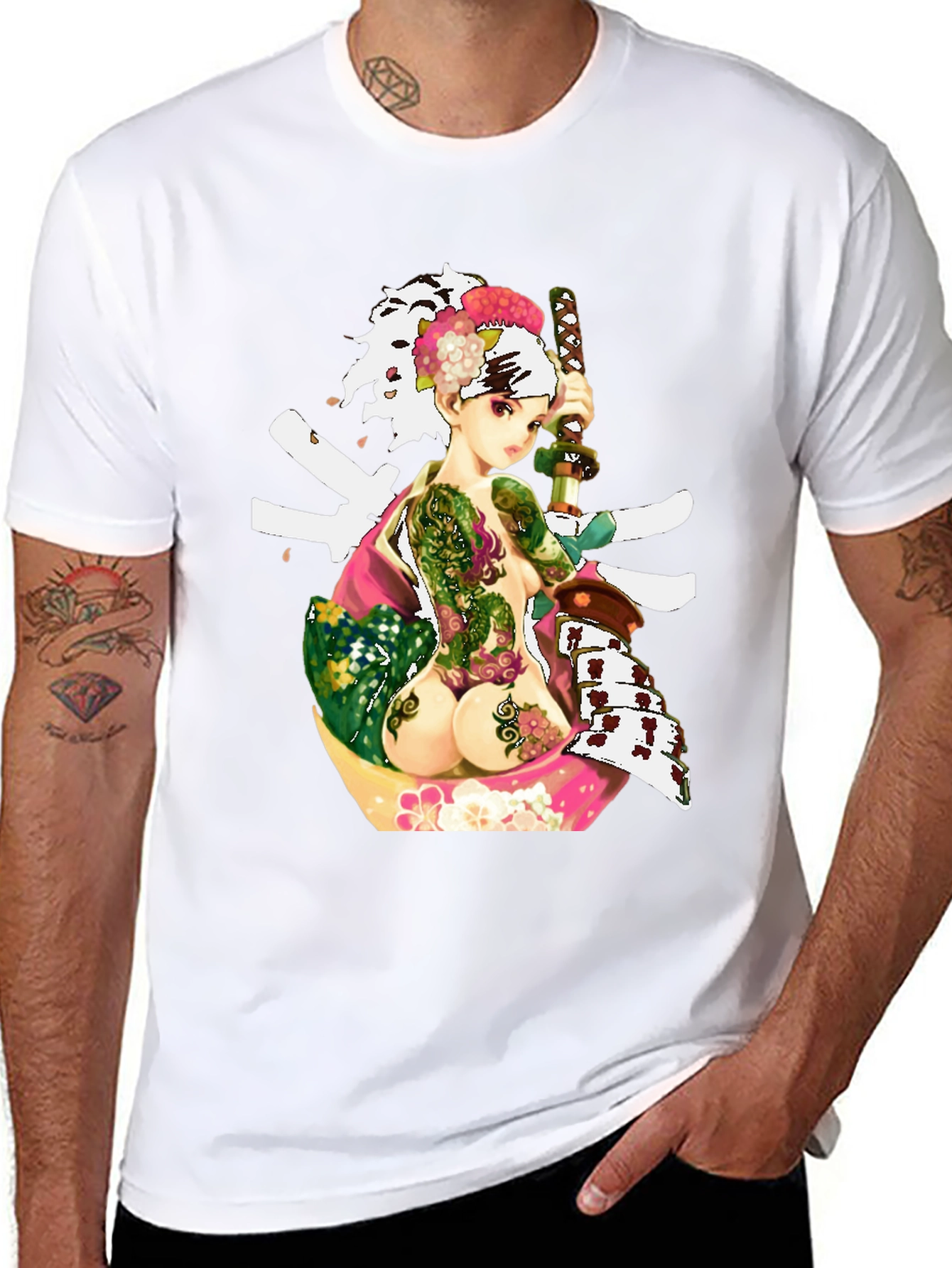 Samurai Girl Tattoo T-Shirt - Unique Graphic Tee