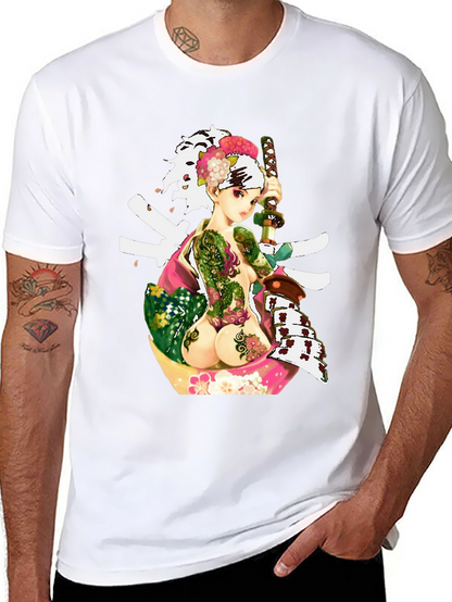 Samurai Girl Tattoo T-Shirt - Unique Graphic Tee