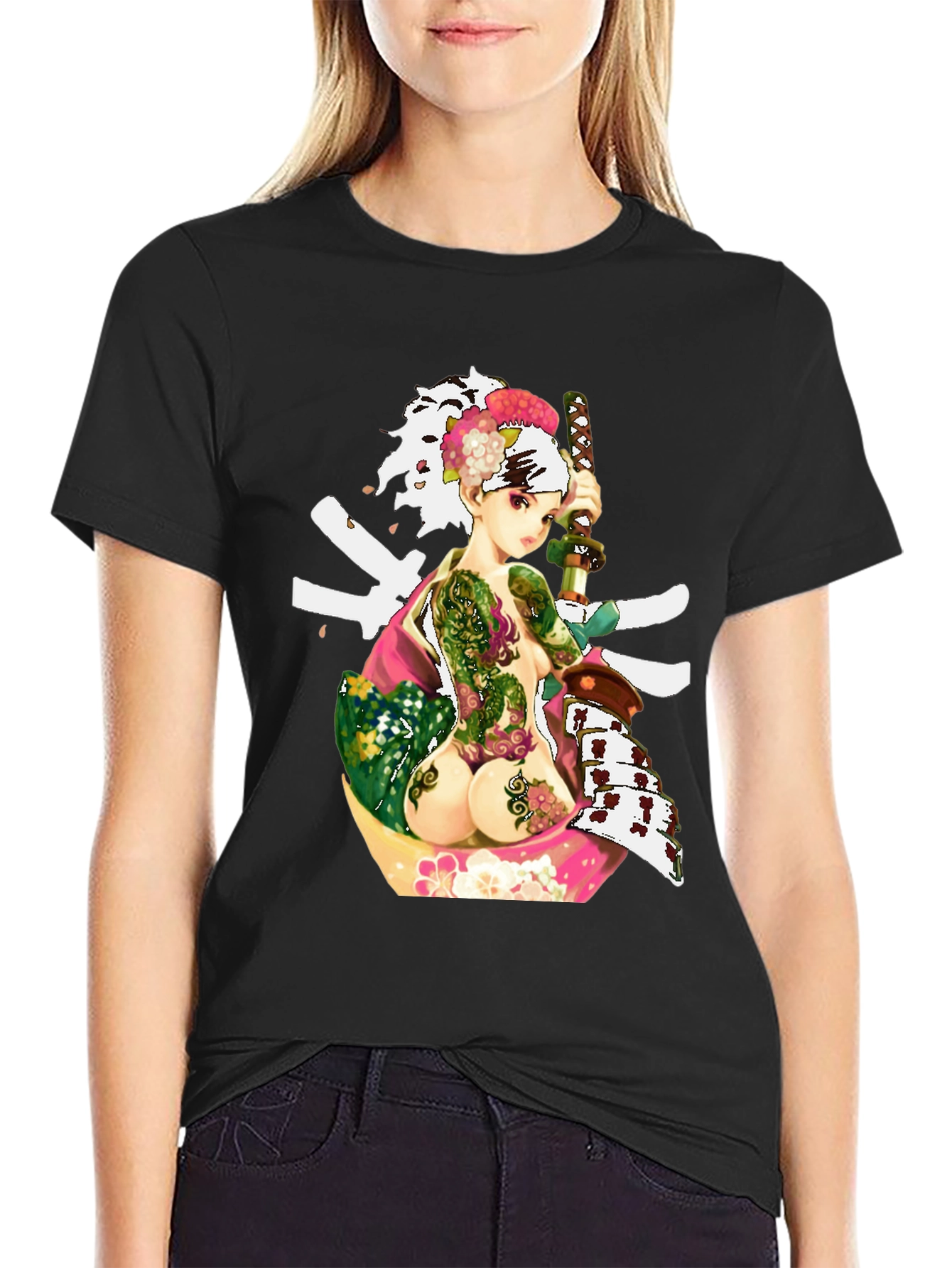 Samurai Girl Tattoo T-Shirt - Unique Graphic Tee