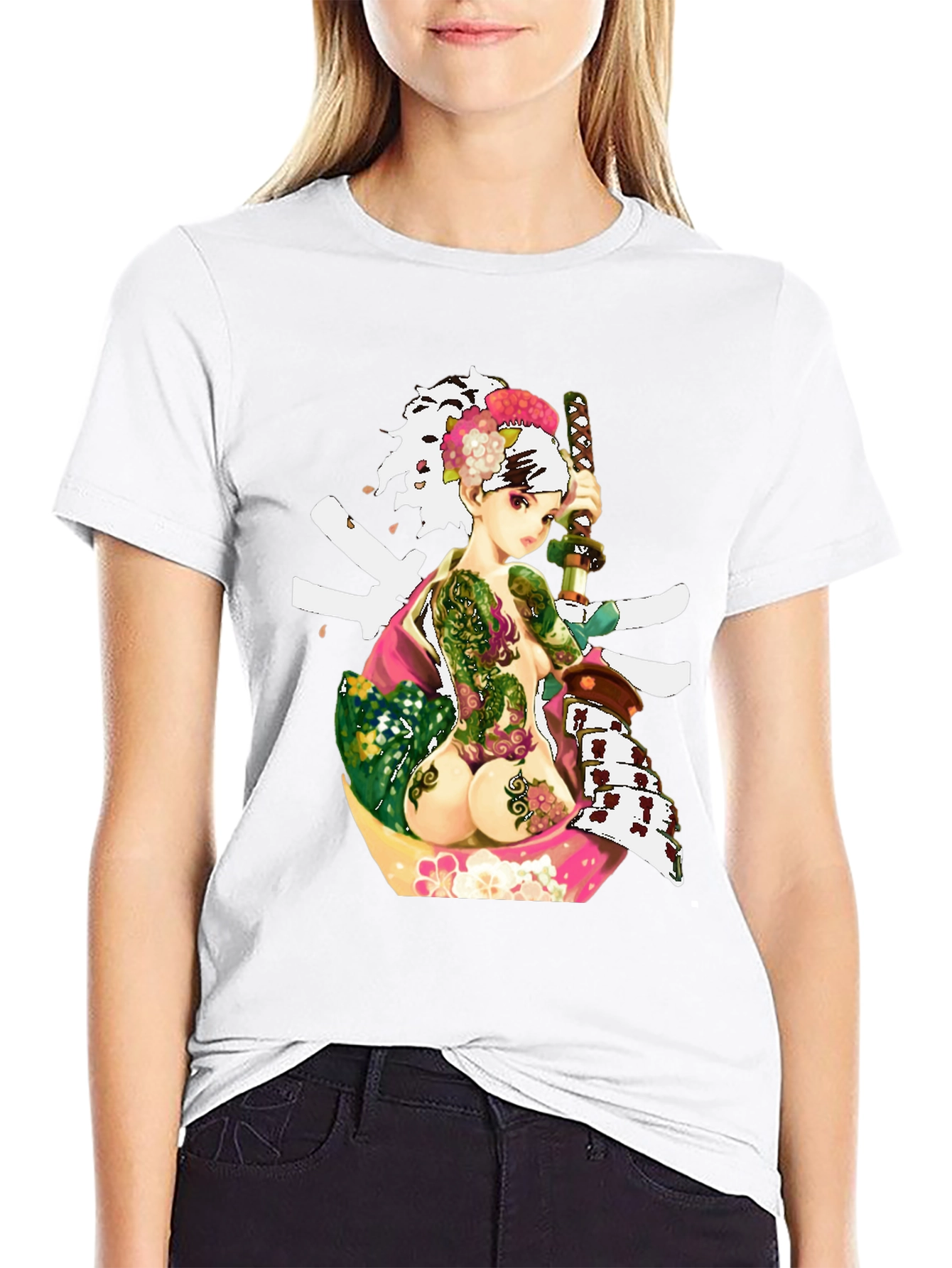 Samurai Girl Tattoo T-Shirt - Unique Graphic Tee