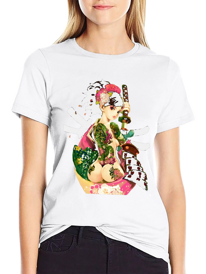 Samurai Girl Tattoo T-Shirt - Unique Graphic Tee