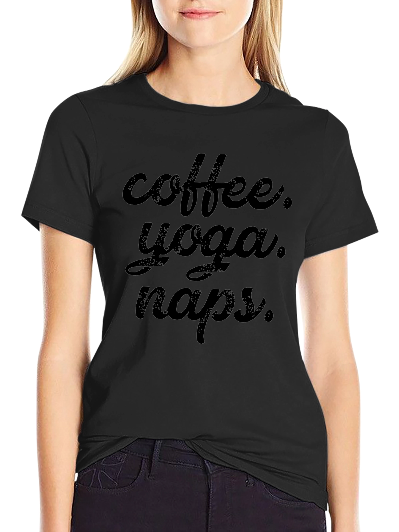 Coffee Yoga Naps Black T-Shirt