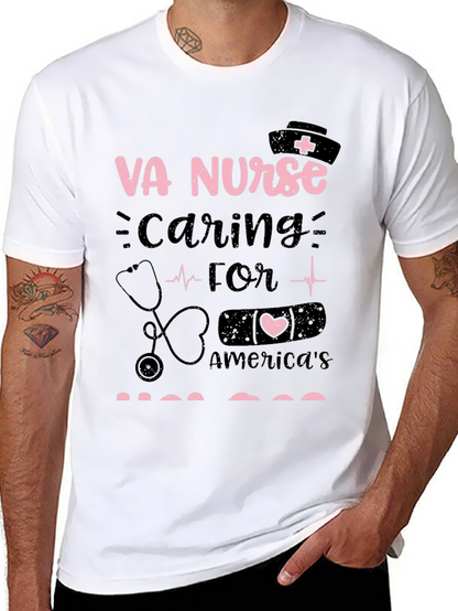 VA Nurse Caring for Americas Heroes Graphic T-Shirt