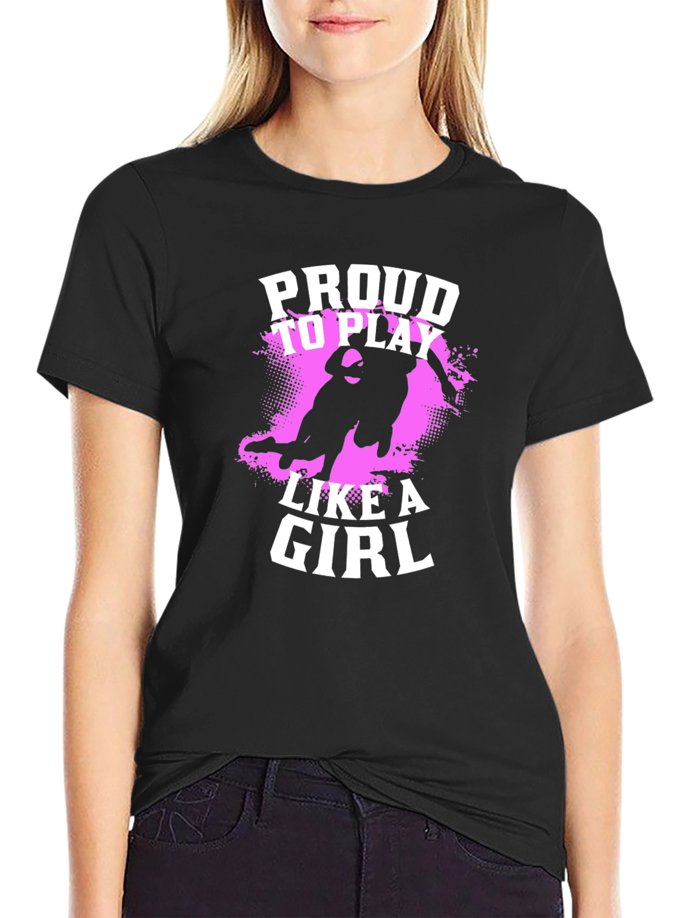 Proud To Play Like A Girl Black T-Shirt