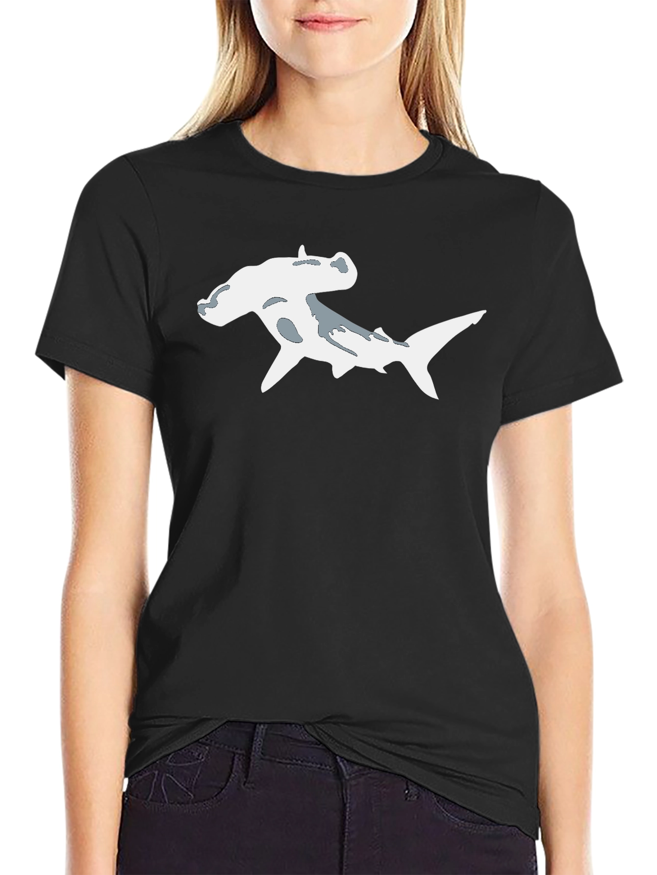Hammerhead Shark Graphic Tee - Black Cotton Shirt