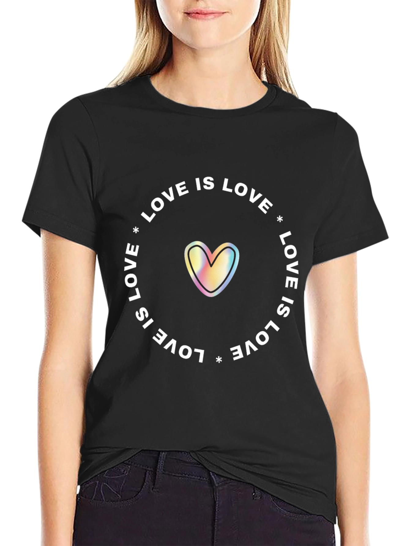 Love is Love Rainbow Heart Graphic Tee