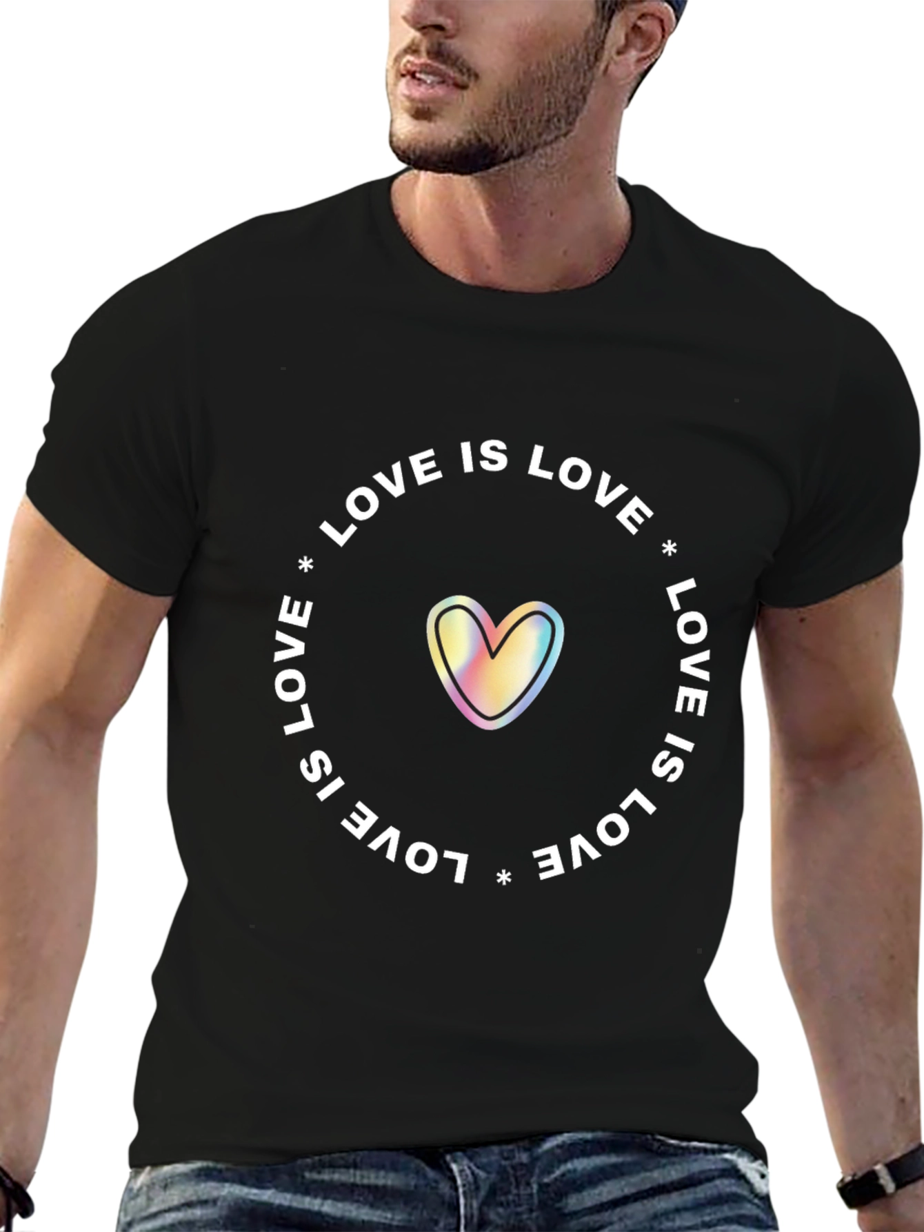 Love is Love Rainbow Heart Graphic Tee