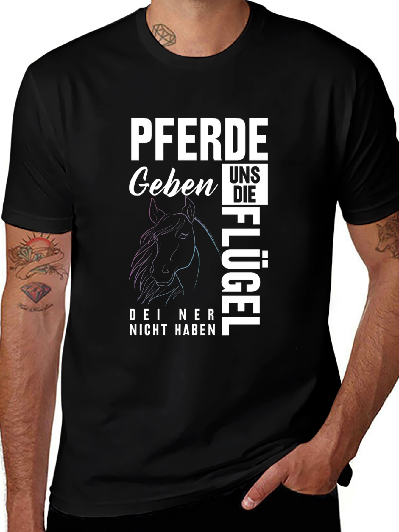PFERDE Horse Design Black T-Shirt