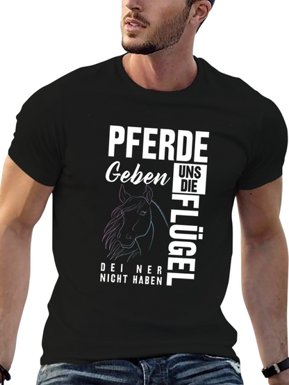 PFERDE Horse Design Black T-Shirt