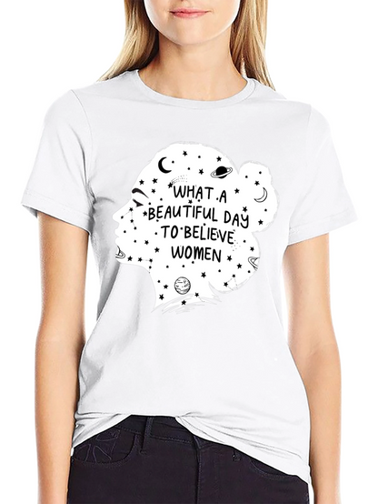Believe Women Graphic Tee - Black Cotton