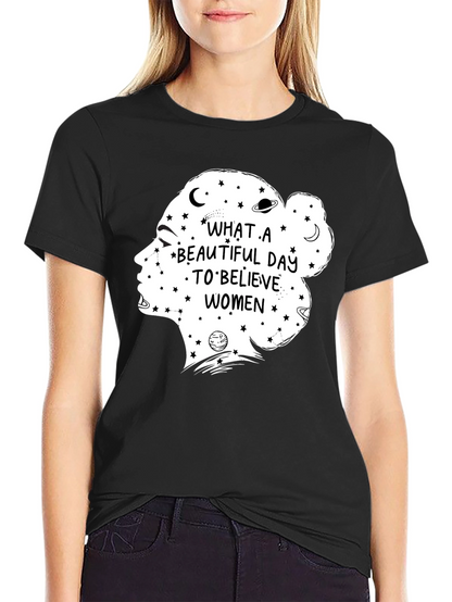 Believe Women Graphic Tee - Black Cotton