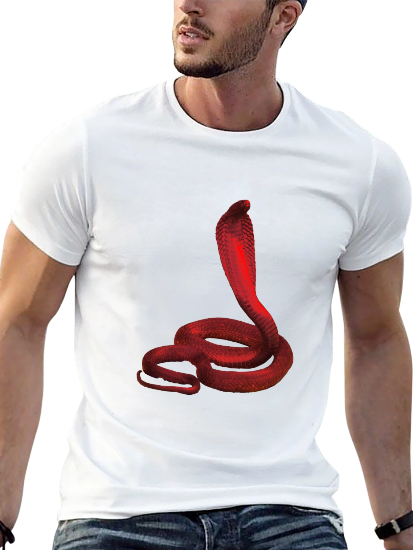 Red Cobra Graphic Black T-Shirt