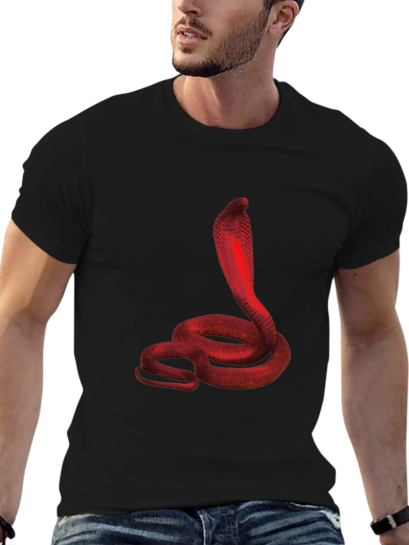 Red Cobra Graphic Black T-Shirt