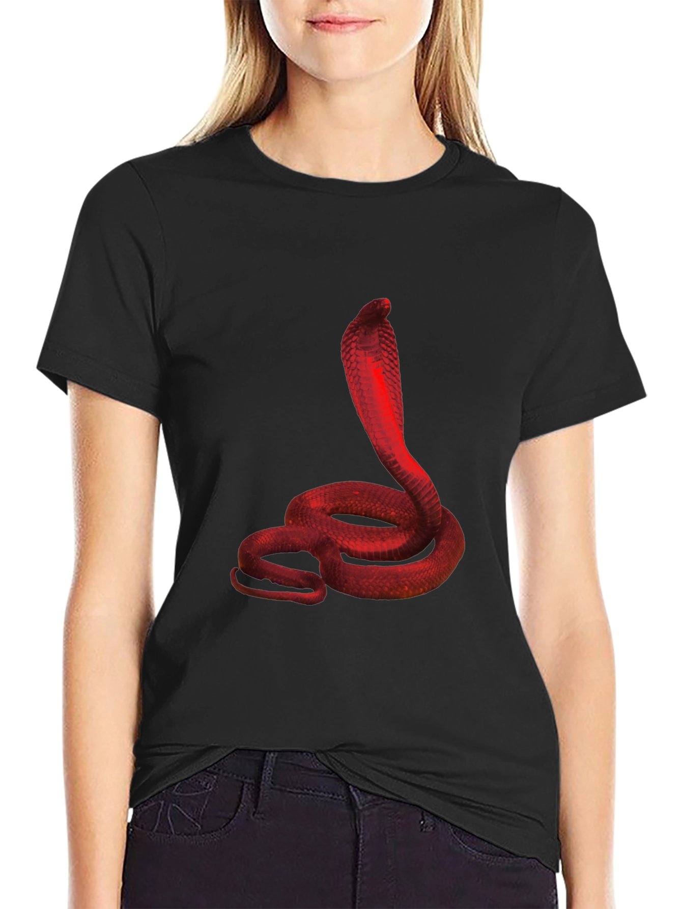 Red Cobra Graphic Black T-Shirt