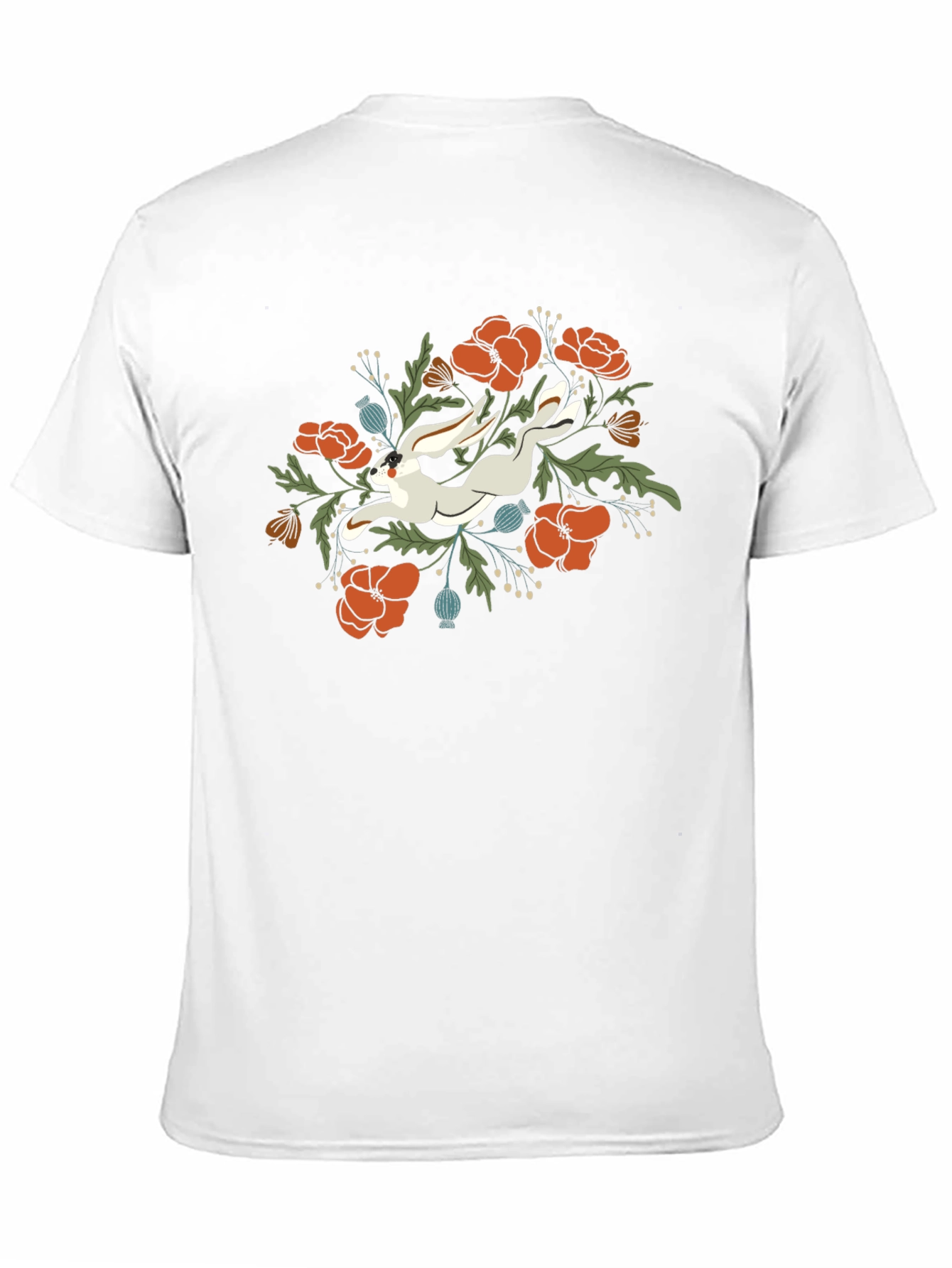 Floral Rabbit Graphic Tee - Unisex Black T-Shirt