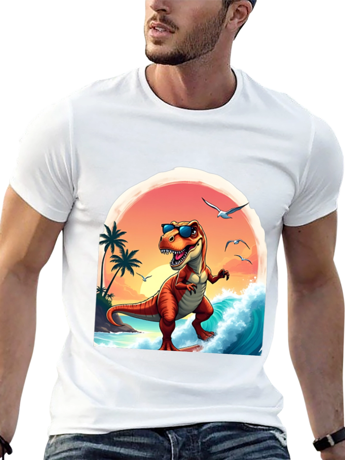 Surfing Dinosaur Graphic Tee